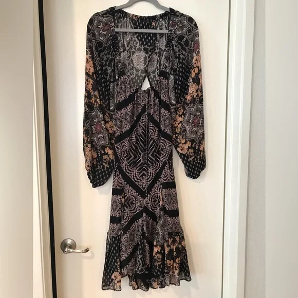 NWT Free People Seven Wonders Black and Multicolored Mini Dress Size L - Picture 6 of 12